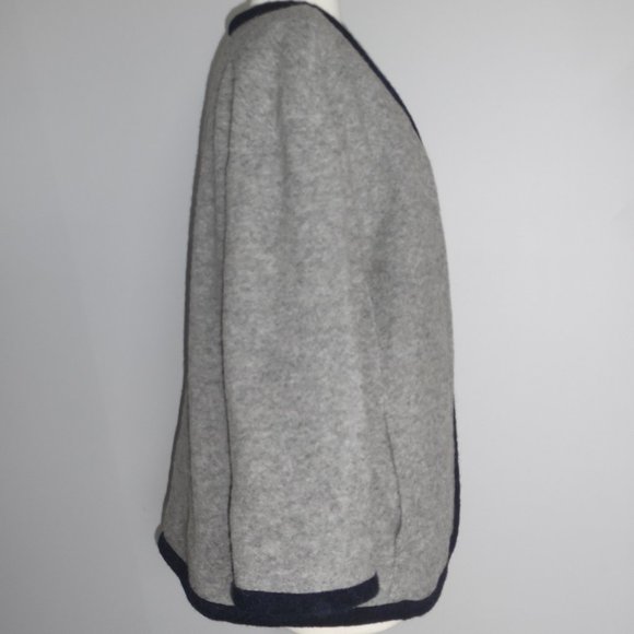 J.Crew Boiled Wool Sweater Knit Wrap Tie Gray Winter Fall Jacket Coat - Picture 6 of 11